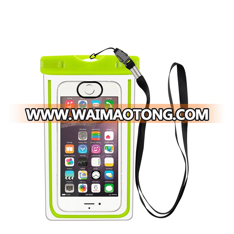 China Reliable Supplier Customize Eco-Friendly PVC Fingerprint Unlock Waterproof Phone Bag with Fluorescent Strap